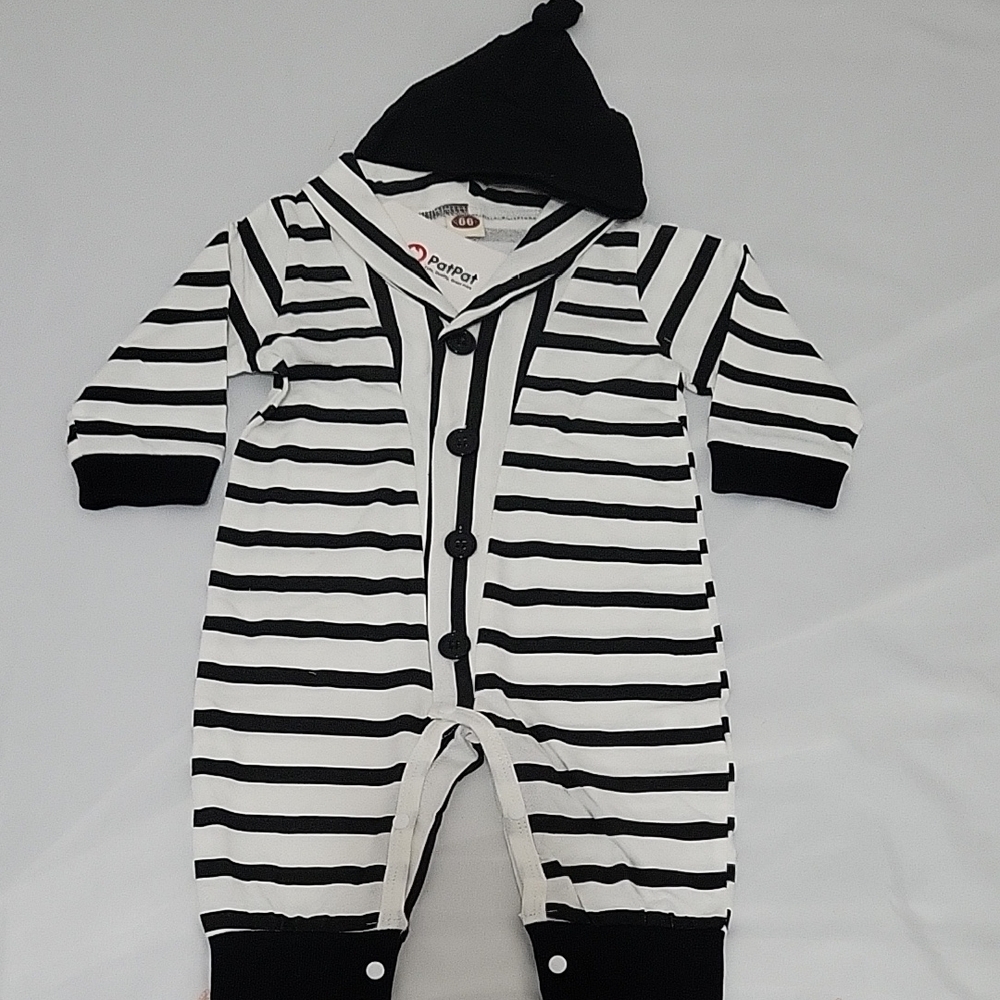 PatPat Monochrome Striped Kids Footie